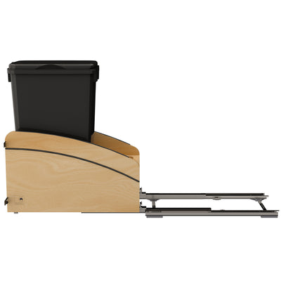 Rev-A-Shelf Maple Wood Pullout Waste Container, Soft-Close, 50 qt, Black