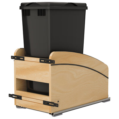 Rev-A-Shelf Maple Wood Pullout Waste Container, Soft-Close, 50 qt, Black