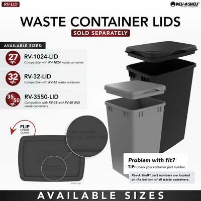 Rev-A-Shelf Maple Double Pullout Waste Container, Soft-Close, 35 qt, Black - VMInnovations