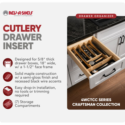 Rev-A-Shelf Craftsman Solid Maple Cutlery Drawer Insert, 13-1/4" x 19-1/2" - VMInnovations