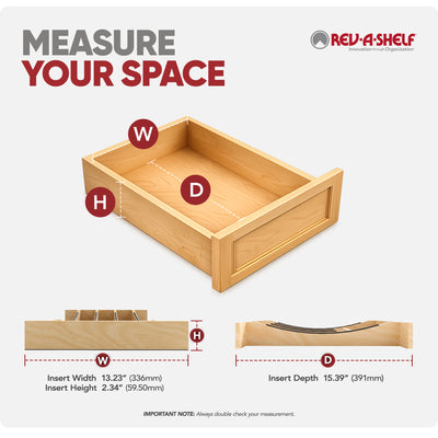 Rev-A-Shelf Craftsman Solid Maple Cutlery Drawer Insert, 13-1/4" x 19-1/2" - VMInnovations