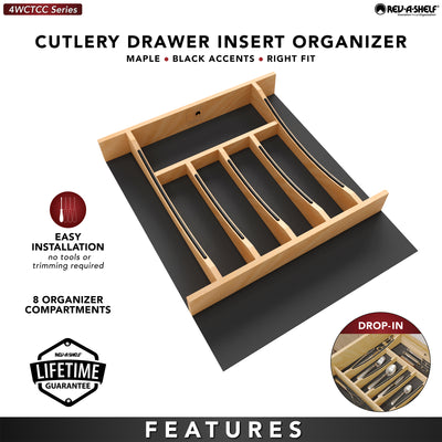 Rev-A-Shelf Craftsman Solid Maple Cutlery Drawer Insert, 16-1/4" x 19-1/2" - VMInnovations