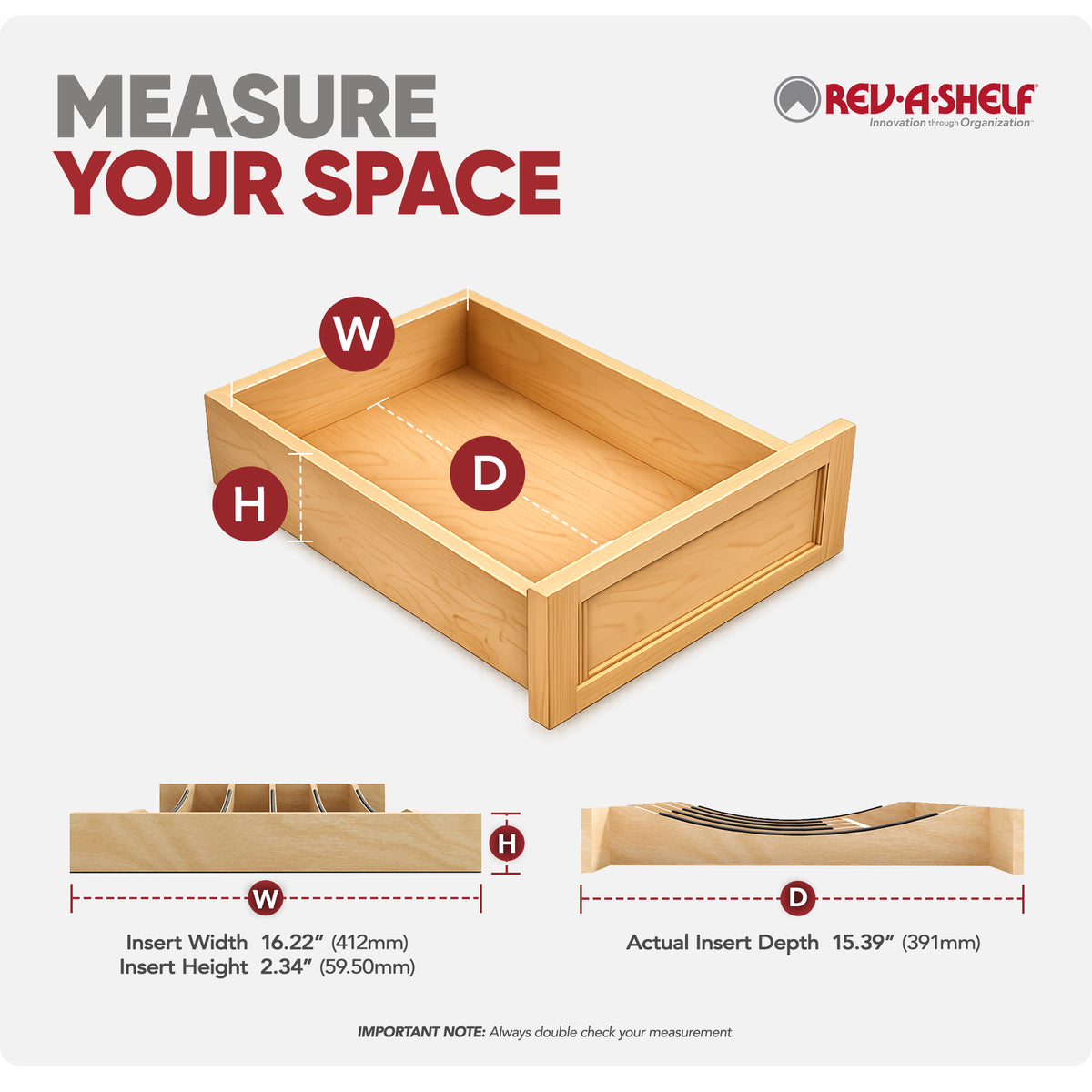 Rev-A-Shelf Craftsman Solid Maple Cutlery Drawer Insert, 16-1/4" x 19-1/2" - VMInnovations