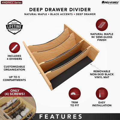 Rev-A-Shelf Deep Drawer Divider Insert for 21”-24” Base Cabinet Drawers