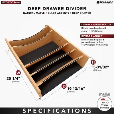 Rev-A-Shelf Deep Drawer Divider Insert for 27”-30” Base Cabinet Drawers