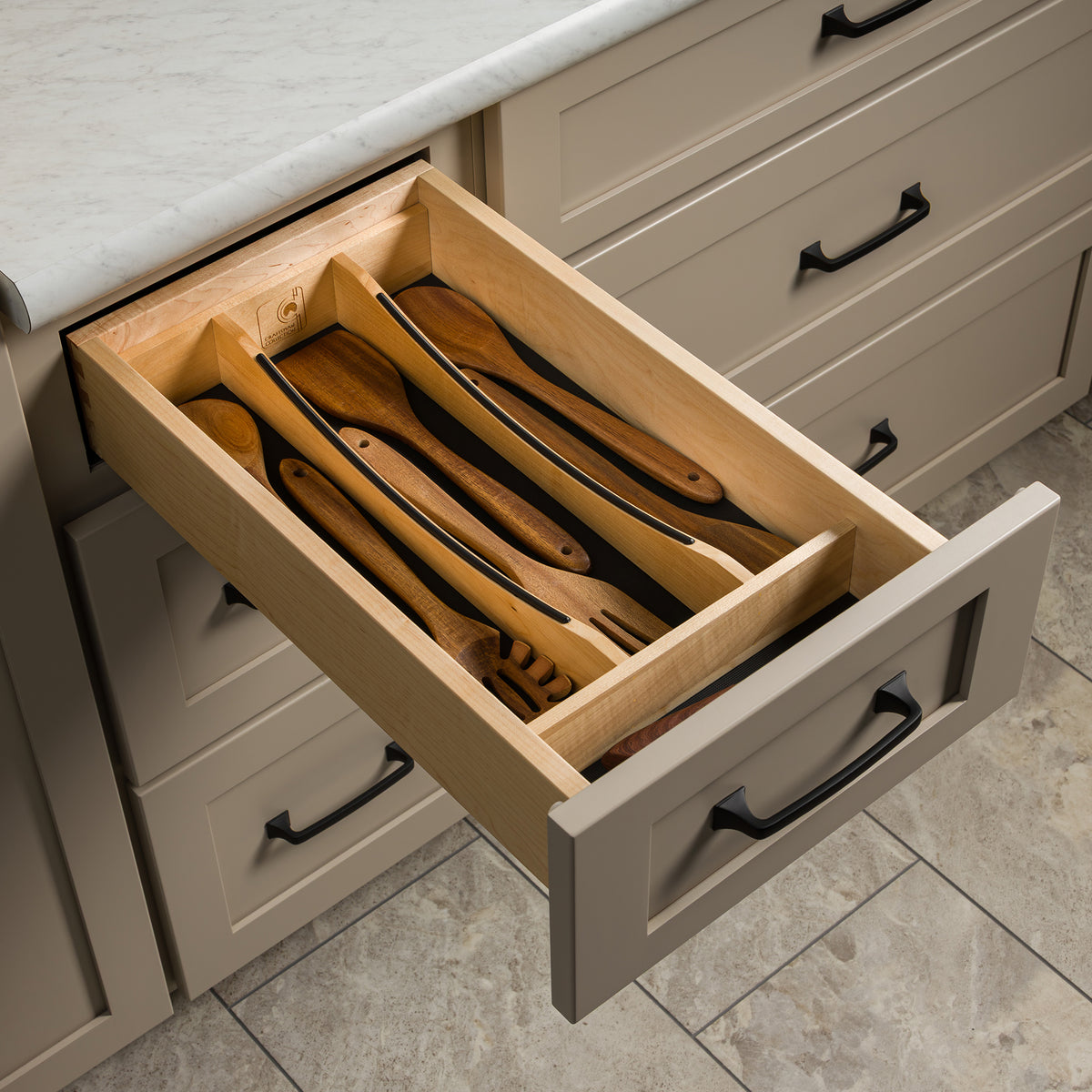 Rev-A-Shelf Utensil Insert, Black Accents, Maple, 10.24 in., 4WUTCC-15MB-1