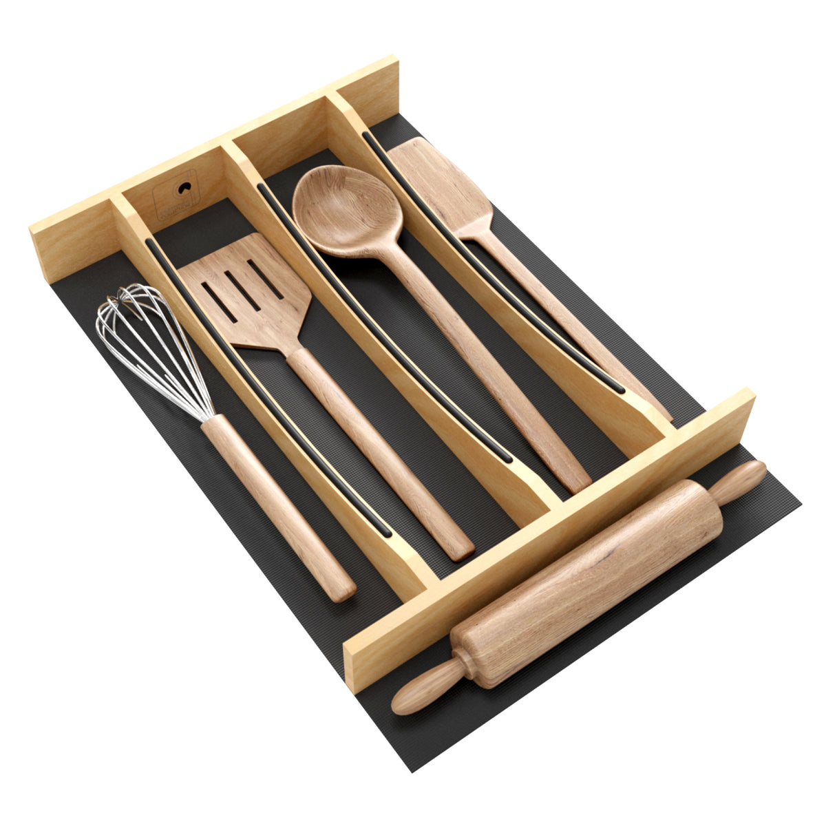Rev-A-Shelf Utensil Insert, Black Accents, Maple, 13.23 in., 4WUTCC-18MB-1