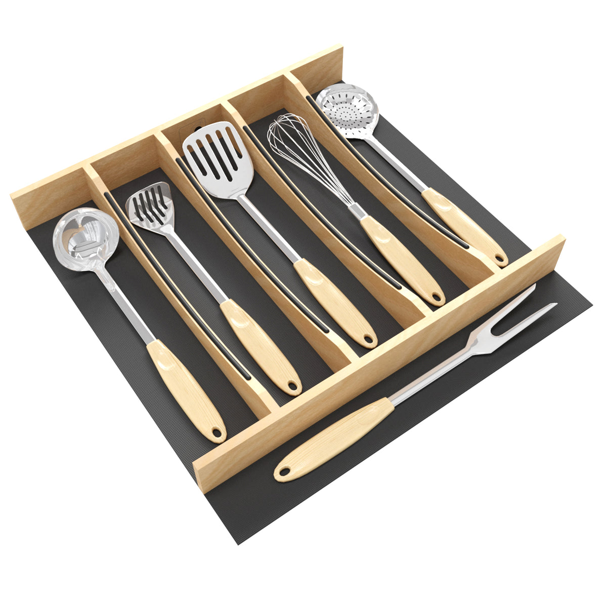 Rev-A-Shelf Utensil Insert, Black Accents, Maple, 19.25 in., 4WUTCC-24MB-1