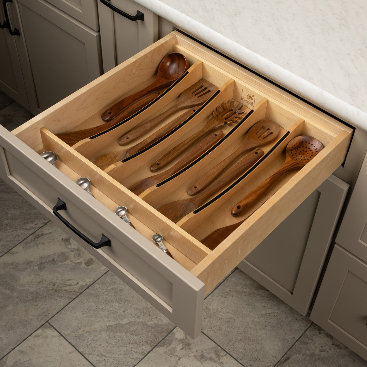 Rev-A-Shelf Utensil Insert, Black Accents, Maple, 19.25 in., 4WUTCC-24MB-1