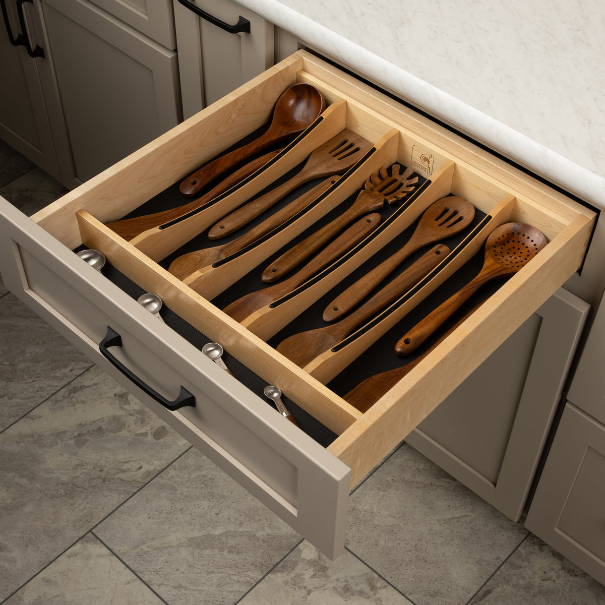 Rev-A-Shelf Utensil Insert, Black Accents, Maple, 19.25 in., 4WUTCC-24MB-1