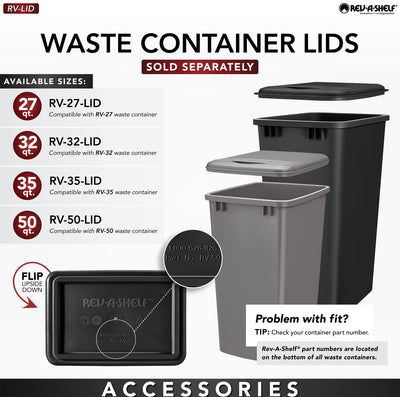Rev-A-Shelf Single Pullout 35 qt. Kitchen Trash Can w/ Soft-Close, 5349-15DM-118
