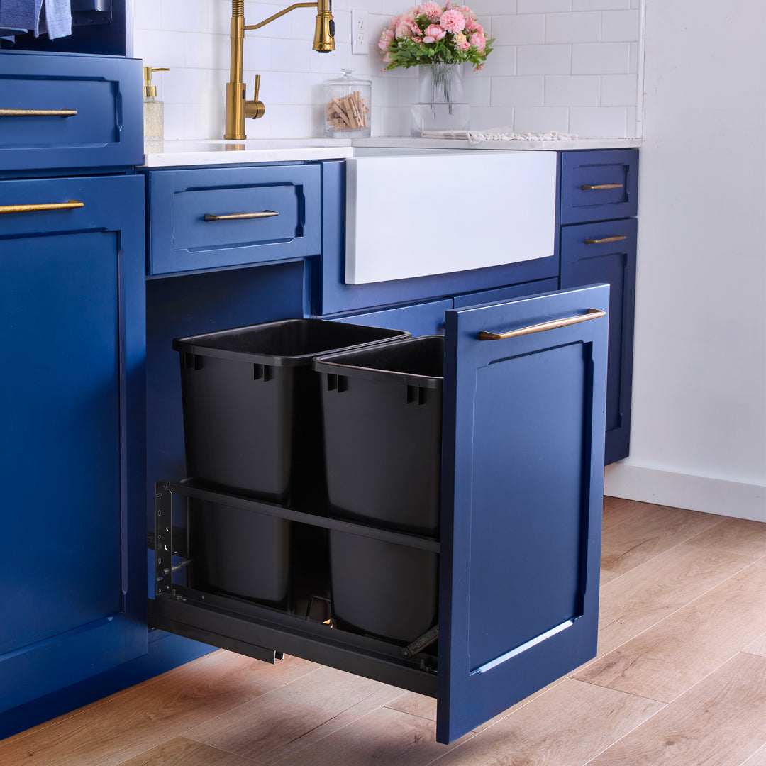 Rev-A-Shelf Double Pullout 35 qt. Kitchen Trash Can w/ Soft-Close, 5349-18DM-218