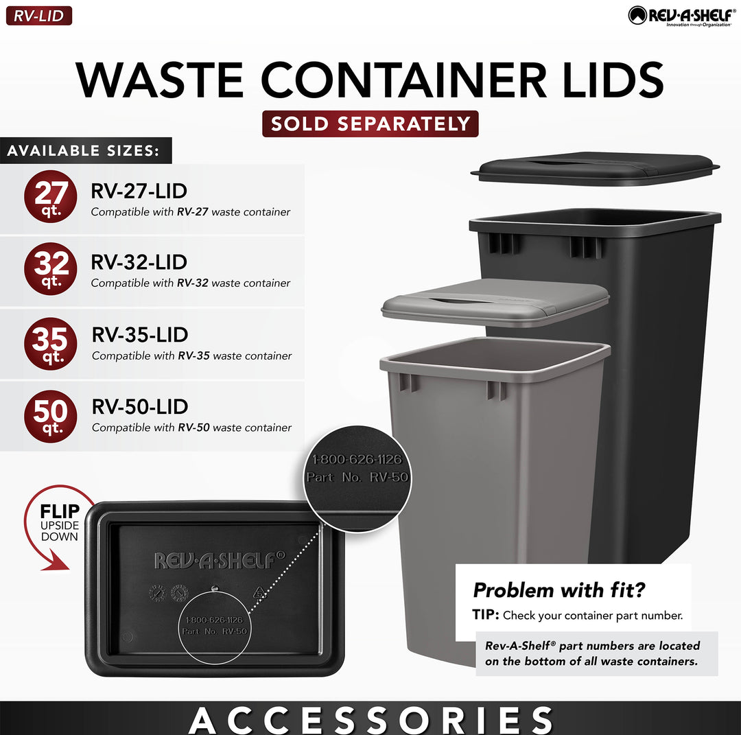 Rev-A-Shelf Double Pullout 50 qt. Kitchen Trash Can, Soft-Close, 5349-2150DM-218
