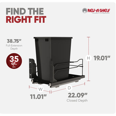 Rev-A-Shelf Pullout Kitchen Trash Can 35 qt. with Soft-Close, 53WC-1535SCDM-118