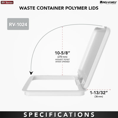 Rev-A-Shelf 27 qt. Trash Can Replacement Lid, Orion Gray, RV-1024-LID-13-1-40