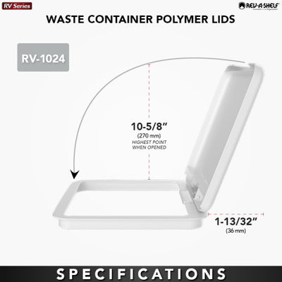 Rev-A-Shelf 27 qt. Trash Can Replacement Lid, Black, RV-1024-LID-18-1-40