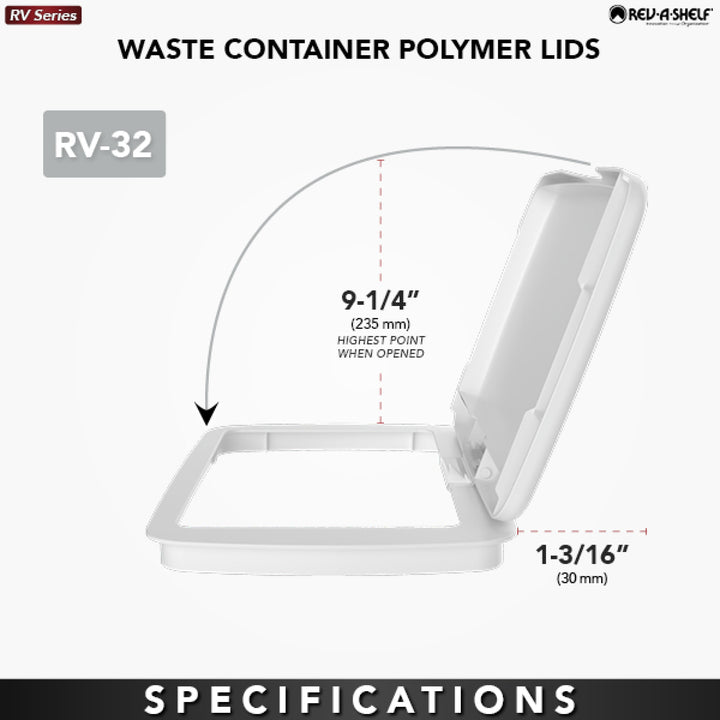 Rev-A-Shelf 32 qt. Trash Can Replacement Lid, Silver, RV-32-LID-17-1-40 - VMInnovations