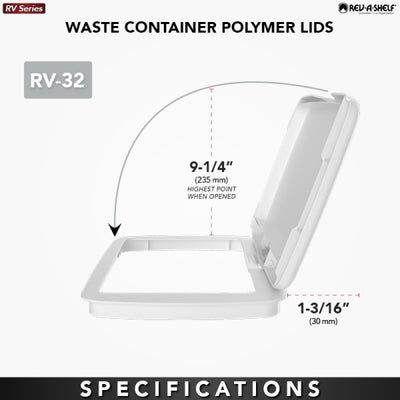 Rev-A-Shelf 32 qt. Trash Can Replacement Lid, Blue (Lid Only), RV-32-LID-22-1-40 - VMInnovations