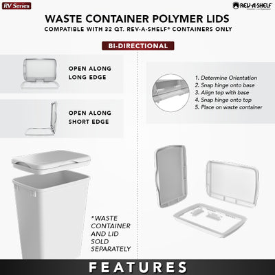 Rev-A-Shelf 32 qt. Trash Can Replacement Lid, Green (Lid Only), RV-32-LID-G-1-40 - VMInnovations