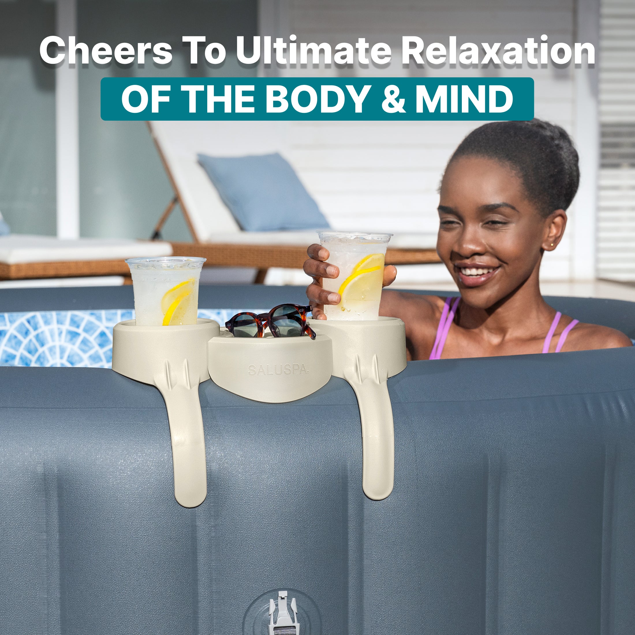 Bestway Drink Holder, Cup Holder w Tray for Inflatable Hot Tub & Spa (Open Box) - VMInnovations