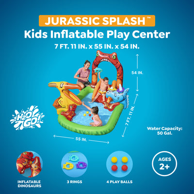 H2OGO! Jurassic Splash Inflatable Water Activity Play Center, (Open Box) - VMInnovations