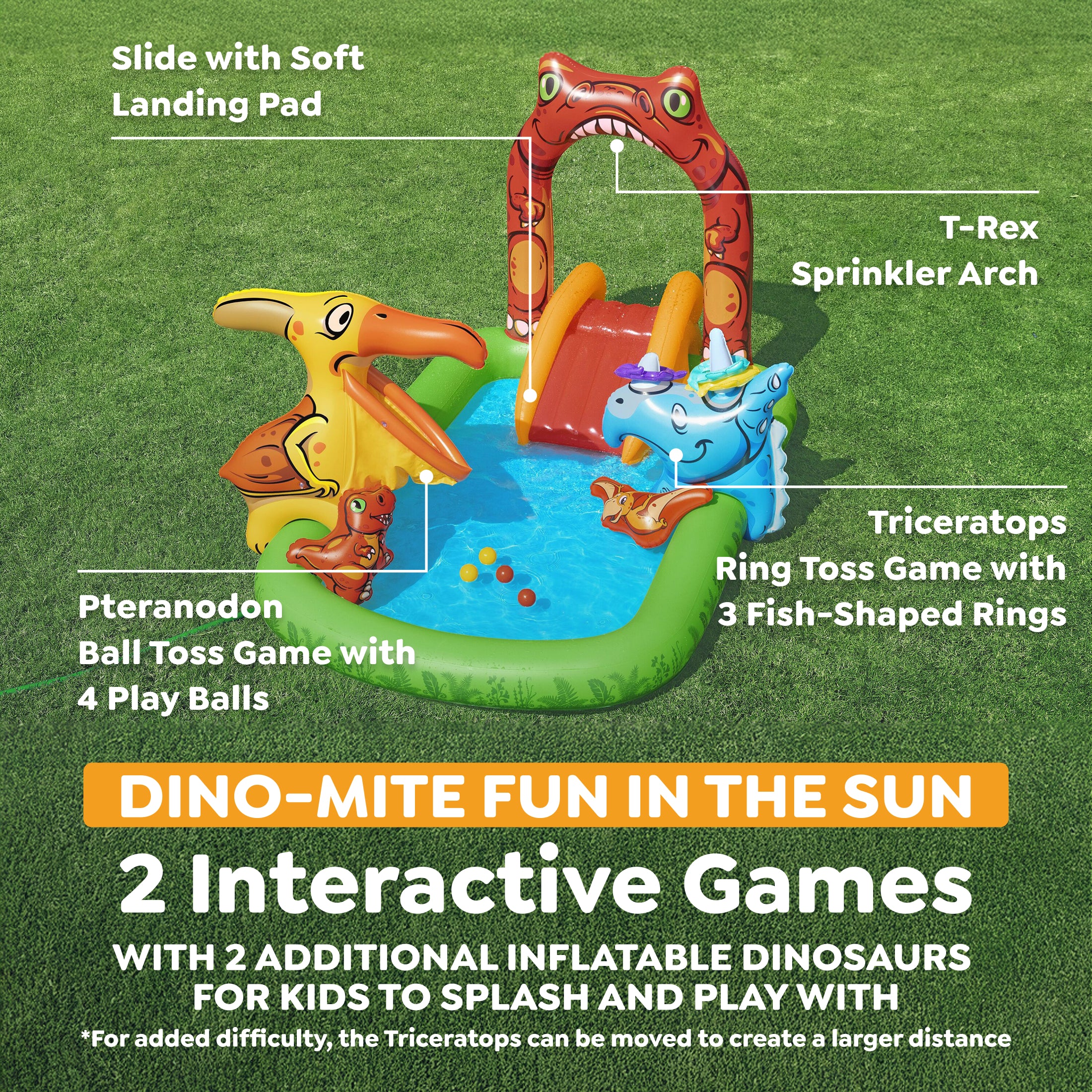 H2OGO! Jurassic Splash Inflatable Water Activity Play Center, (Open Box)