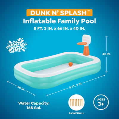Inflatable Family Dunk'n Splash 8'3" x 66" x 40" Pool w/ Basketball (Open Box)