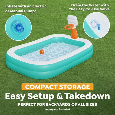 Inflatable Family Dunk'n Splash 8'3" x 66" x 40" Pool w/ Basketball (Open Box)