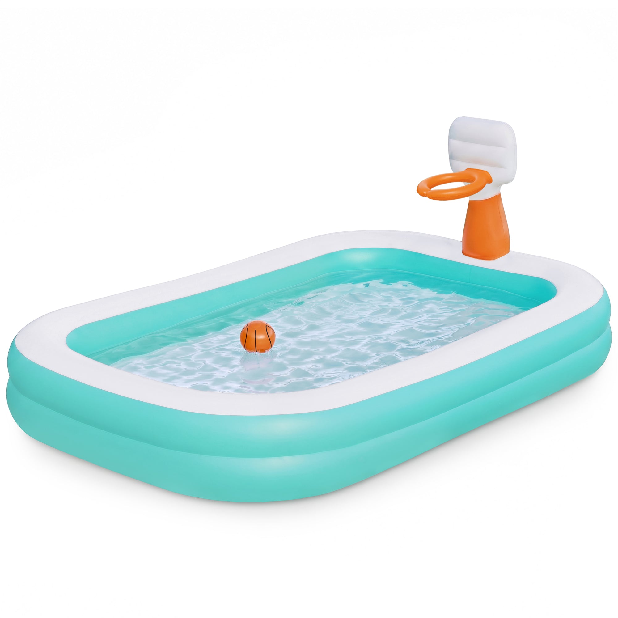 Inflatable Family Dunk'n Splash 8'3" x 66" x 40" Pool w/ Basketball (Open Box) - VMInnovations