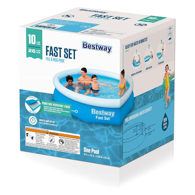 Bestway Fast Set Above Ground Pool, Round Inflatable Ring Top Pool (Used)