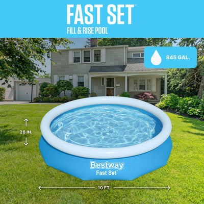 Bestway Fast Set Above Ground Pool, Round Inflatable Ring Top Pool (Open Box) - VMInnovations