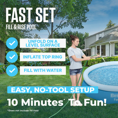 Bestway Fast Set Above Ground Pool, Round Inflatable Ring Top Pool (Open Box) - VMInnovations