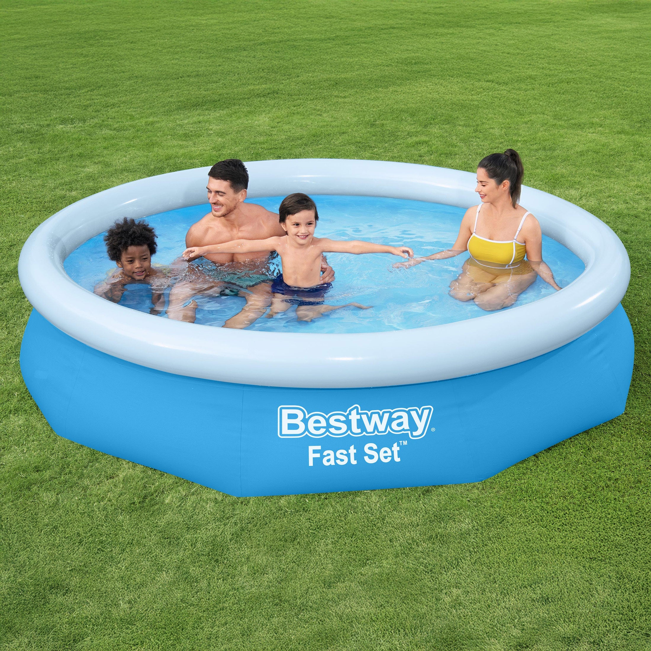 Bestway Fast Set Above Ground Pool, Round Inflatable Ring Top Pool (Open Box) - VMInnovations