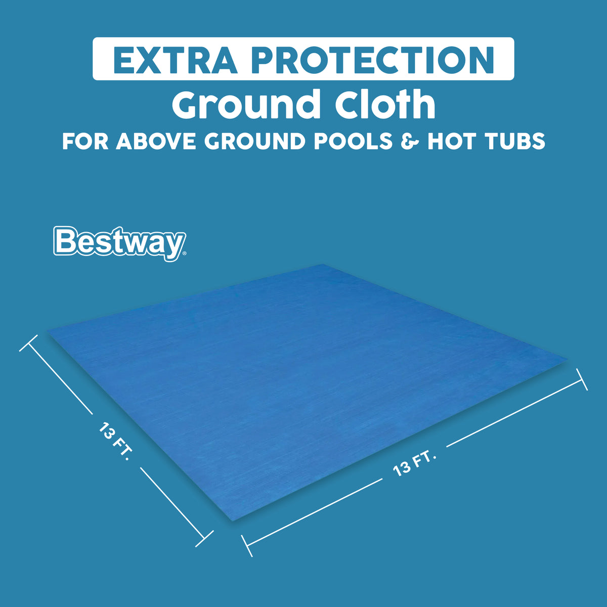 Bestway Square Ground Cloth for 12' Above Ground Pool & Hot Tub, (Open Box)