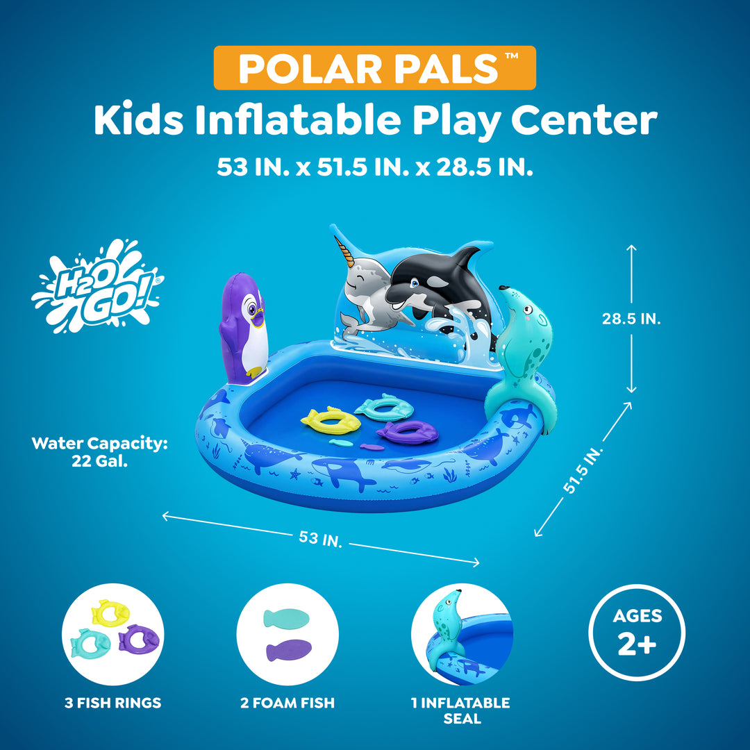 H2OGO! Polar Pals Inflatable Water Play Center for Kids, 53" x 51.5" x 28.5" - VMInnovations