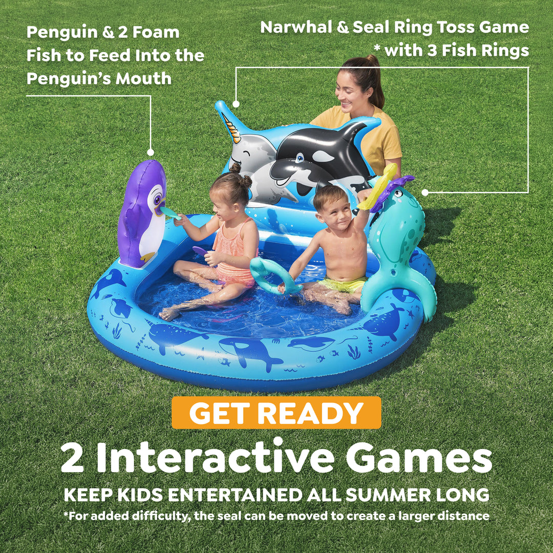H2OGO! Polar Pals Inflatable Water Play Center for Kids, 53" x 51.5" x 28.5" - VMInnovations