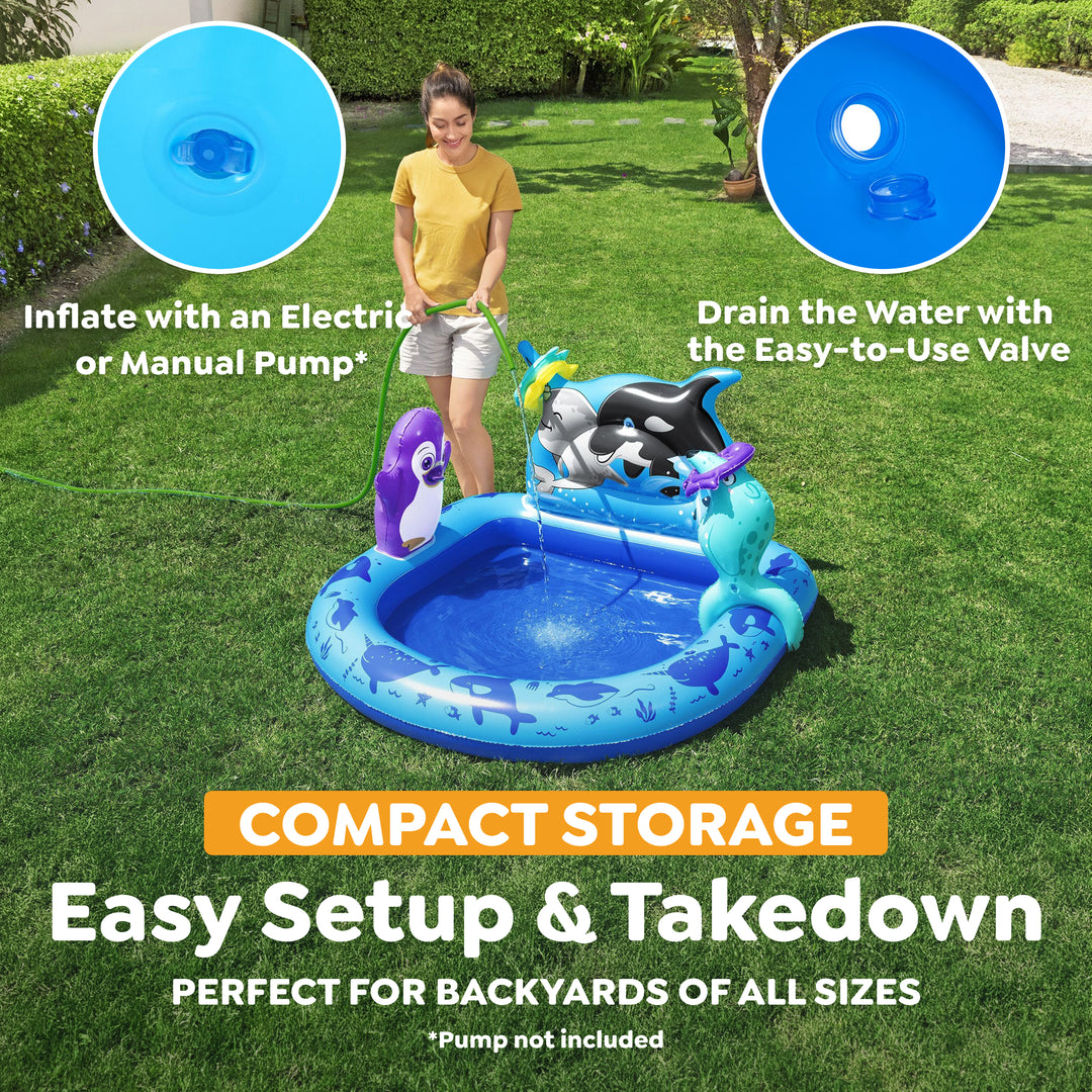 H2OGO! Polar Pals Inflatable Water Play Center for Kids, 53" x 51.5" x 28.5" - VMInnovations