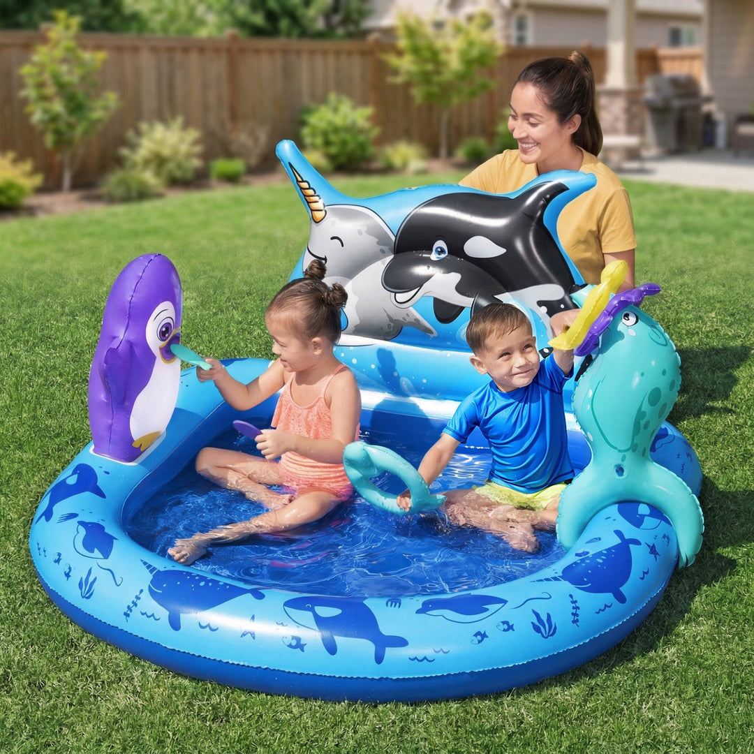 H2OGO! Polar Pals Inflatable Water Play Center for Kids, 53" x 51.5" x 28.5" - VMInnovations
