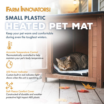 Farm Innovators HM-60S Small Plastic Heated Pet Mat with Fleece Cover, 60 Watt - VMInnovations