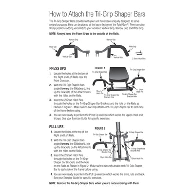 Total Gym Tri-Grip Shaper Bars with Vertical, Narrow, and Wide Grip Positions - VMInnovations