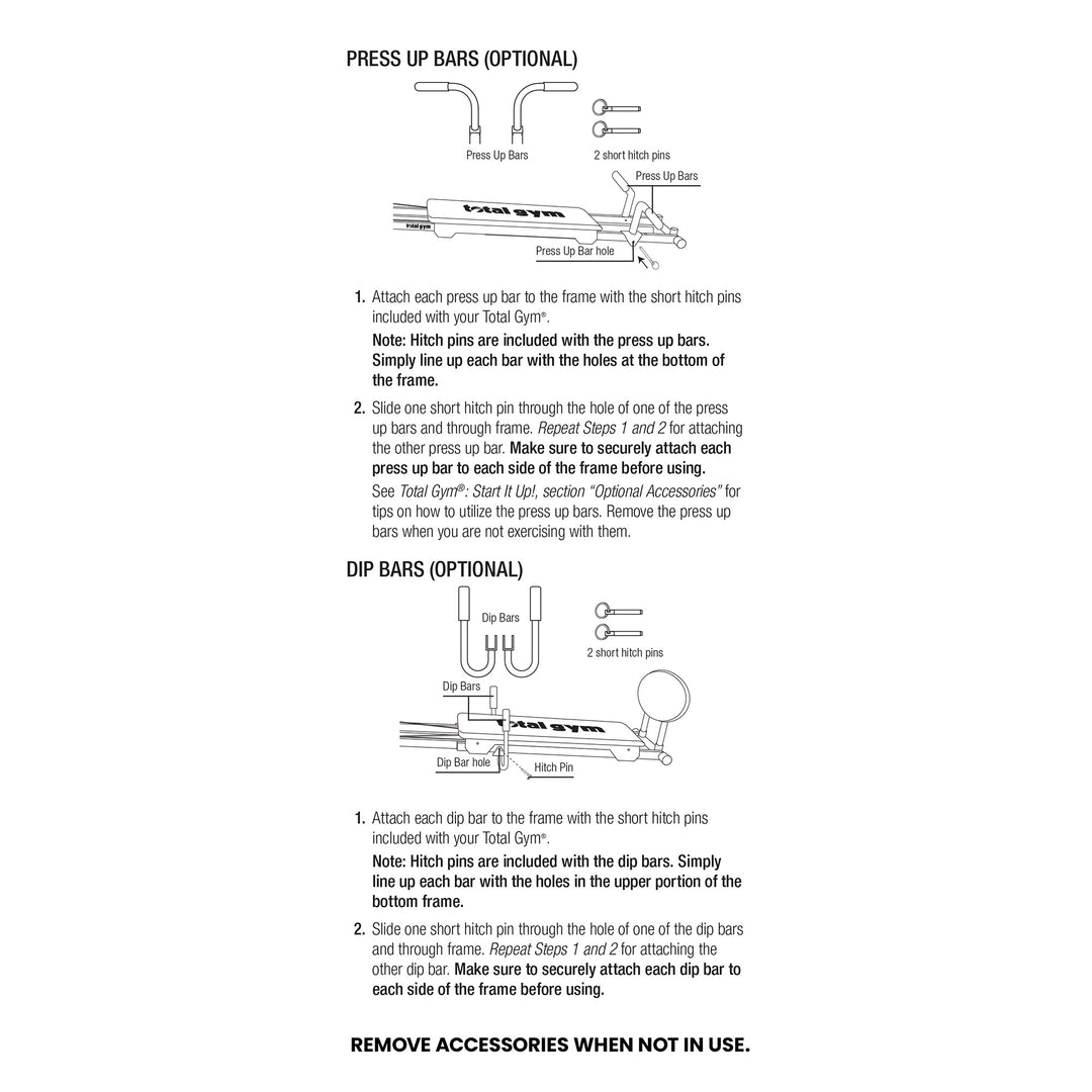 Total Gym Upper Body System w/ Dip Bars and Press-Up Bars for Strength Training