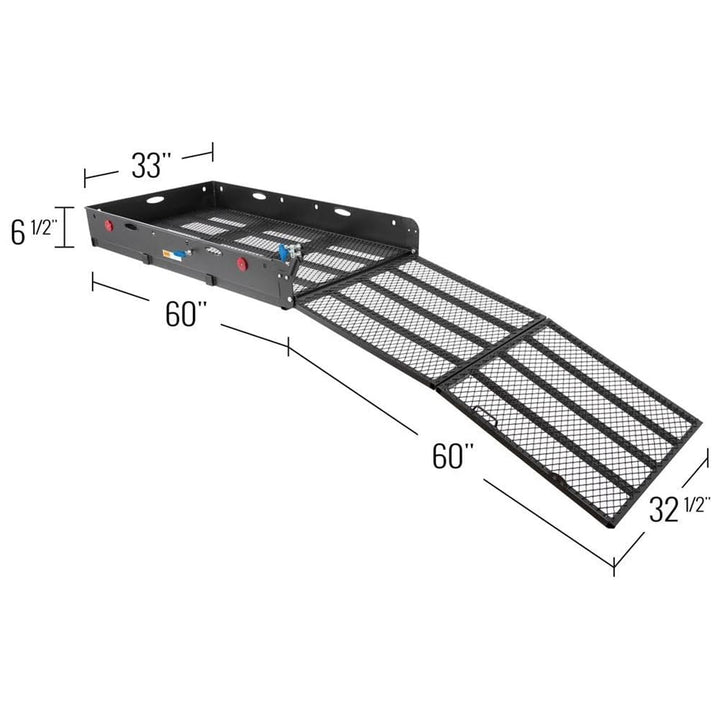 Elevate Outdoor Aluminum Tray Premium Cargo Carrier with 60-Inch Loading Ramp