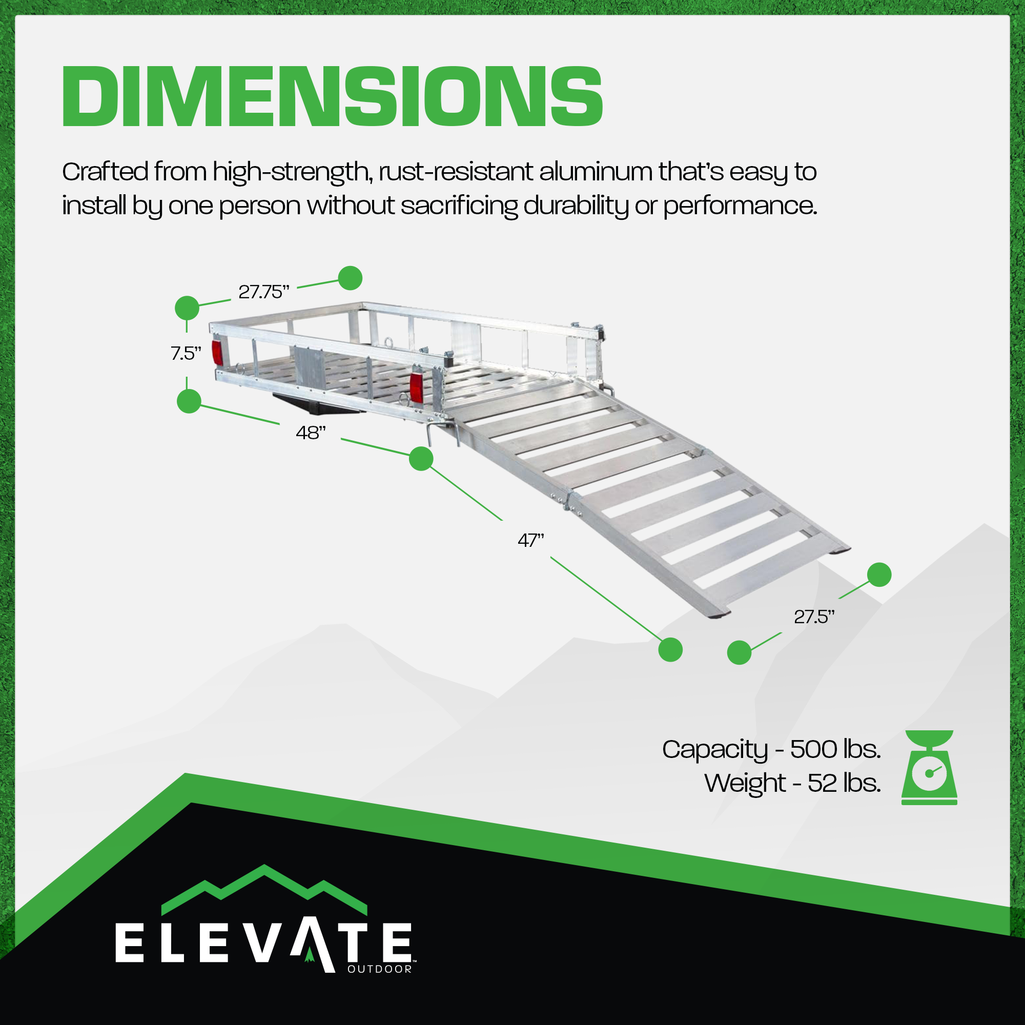 Elevate Outdoor Aluminum Tray Premium Cargo Carrier with 47" Loading Ramp (Used) - VMInnovations