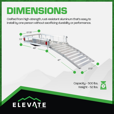 Elevate Outdoor Aluminum Tray Premium Cargo Carrier with 47" Loading Ramp (Used) - VMInnovations