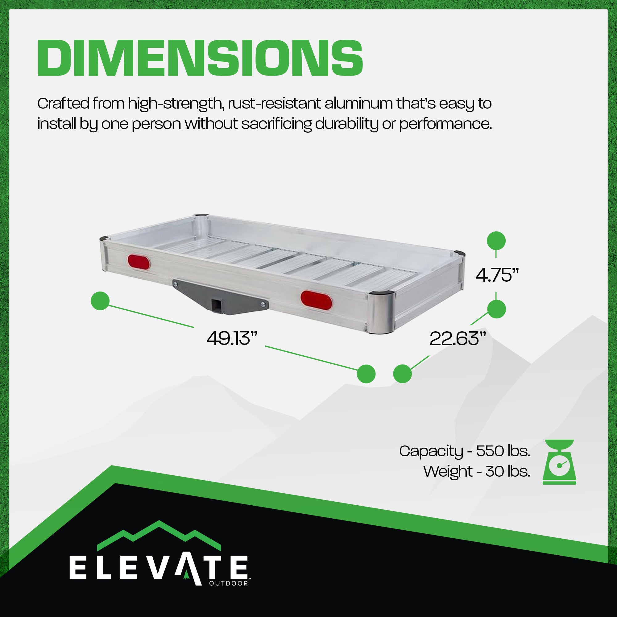 Elevate Outdoor Aluminum Tray Premium Cargo Carrier for Class III  (Open Box) - VMInnovations