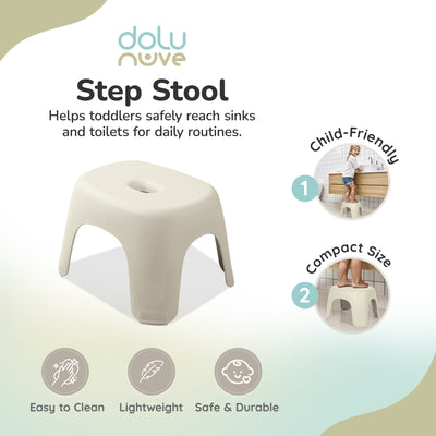 Dolu Nuve Kids Non-Slip Step Stool Toddler Helper for Bathroom, Relax Beige - VMInnovations