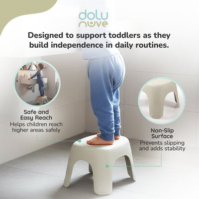 Dolu Nuve Kids Non-Slip Step Stool Toddler Helper for Bathroom, Relax Beige - VMInnovations