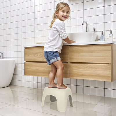 Dolu Nuve Kids Non-Slip Step Stool Toddler Helper for Bathroom, Relax Beige - VMInnovations