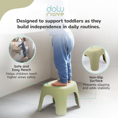 Dolu Nuve Kids Non-Slip Step Stool Toddler Helper for Bathroom, Eco Green - VMInnovations