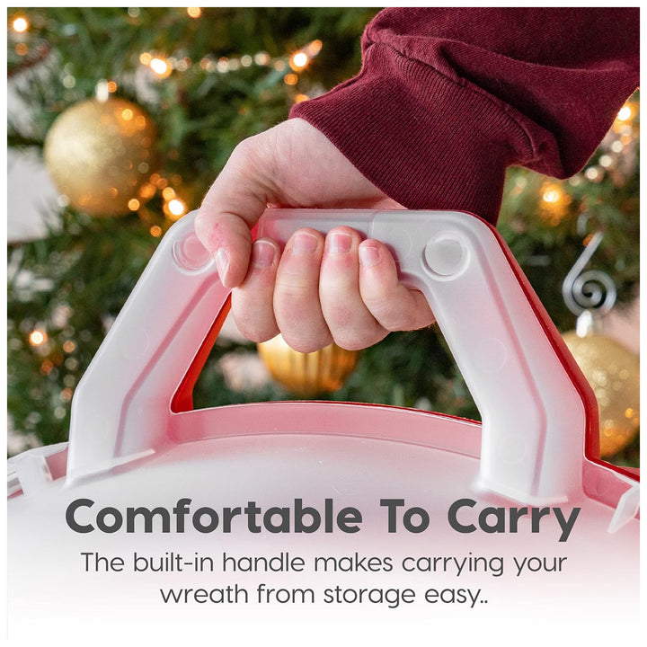 IRIS USA 24" Wreath Storage Container With Latches and Handle, Clear/Red, 2 Pack